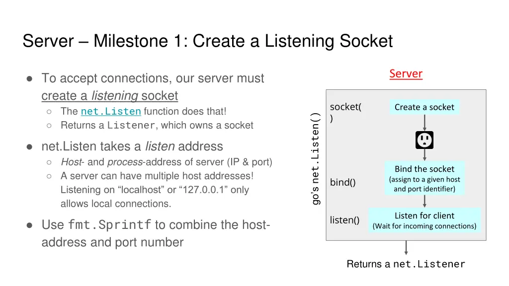 server milestone 1 create a listening socket