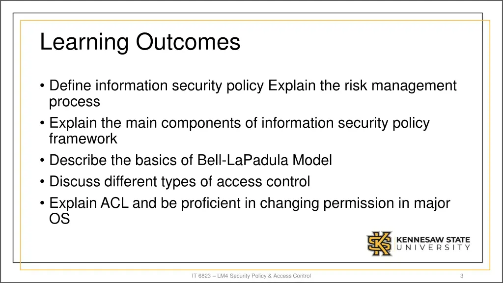 learning outcomes
