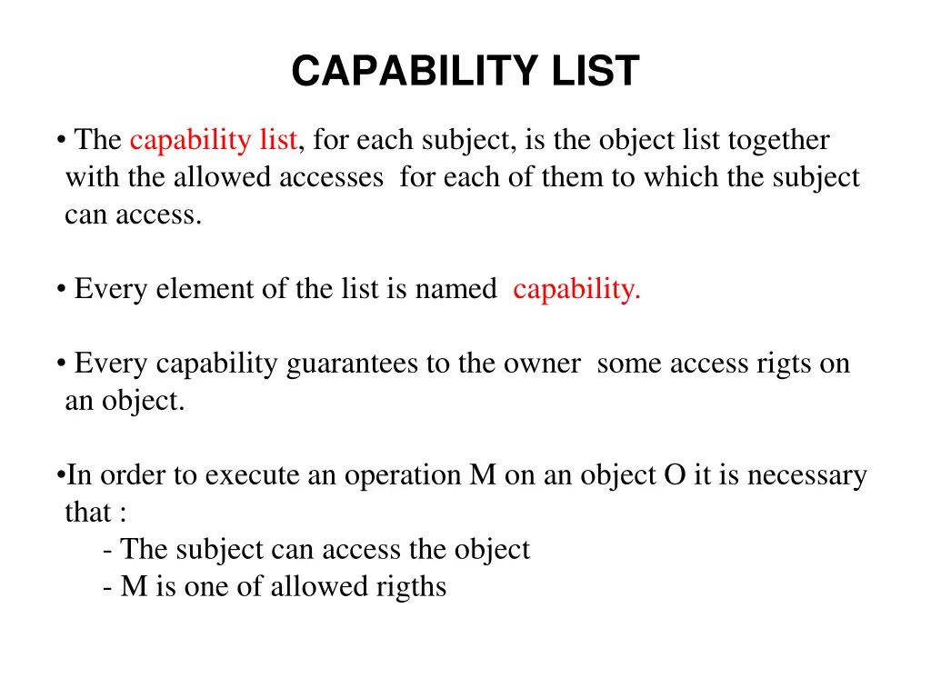 capability list