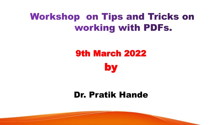 workshop on tips and tricks on workshop on tips