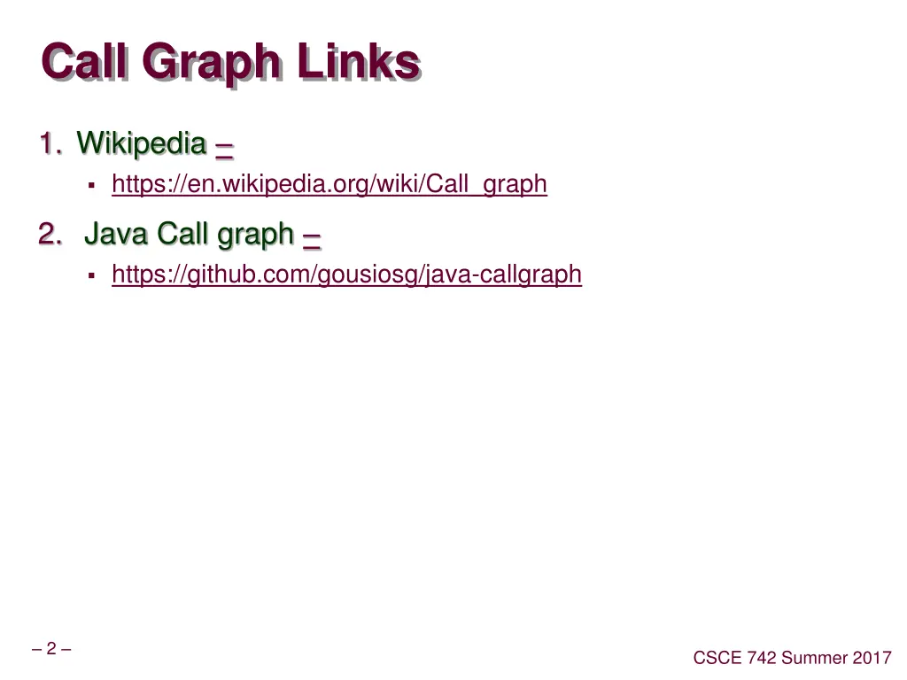 call graph links
