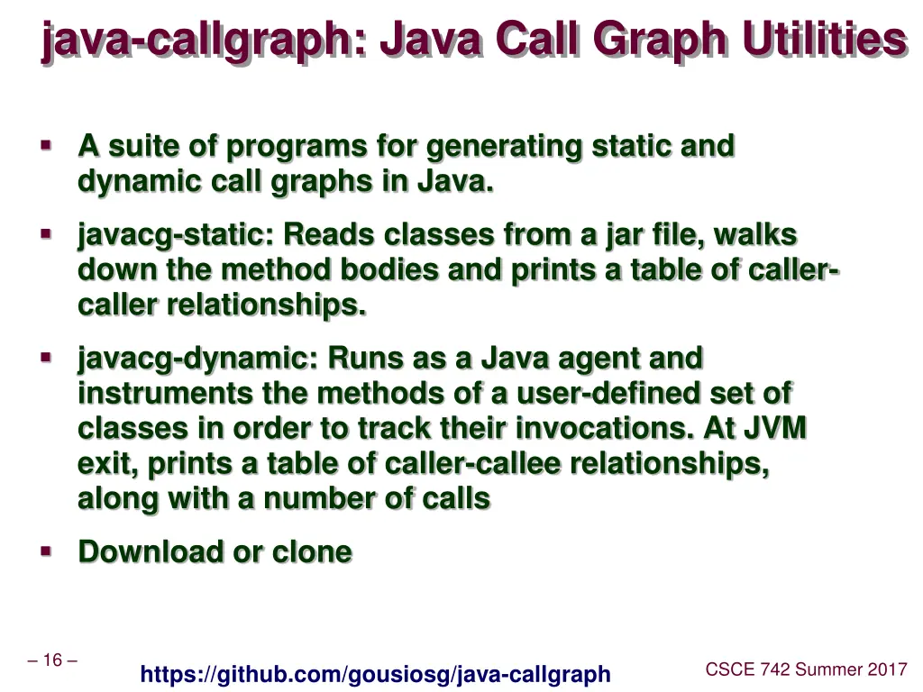 java callgraph java call graph utilities