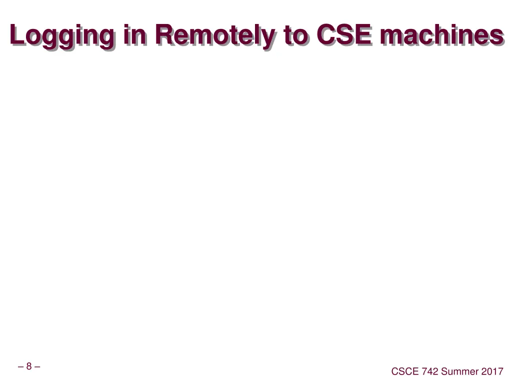 logging in remotely to cse machines