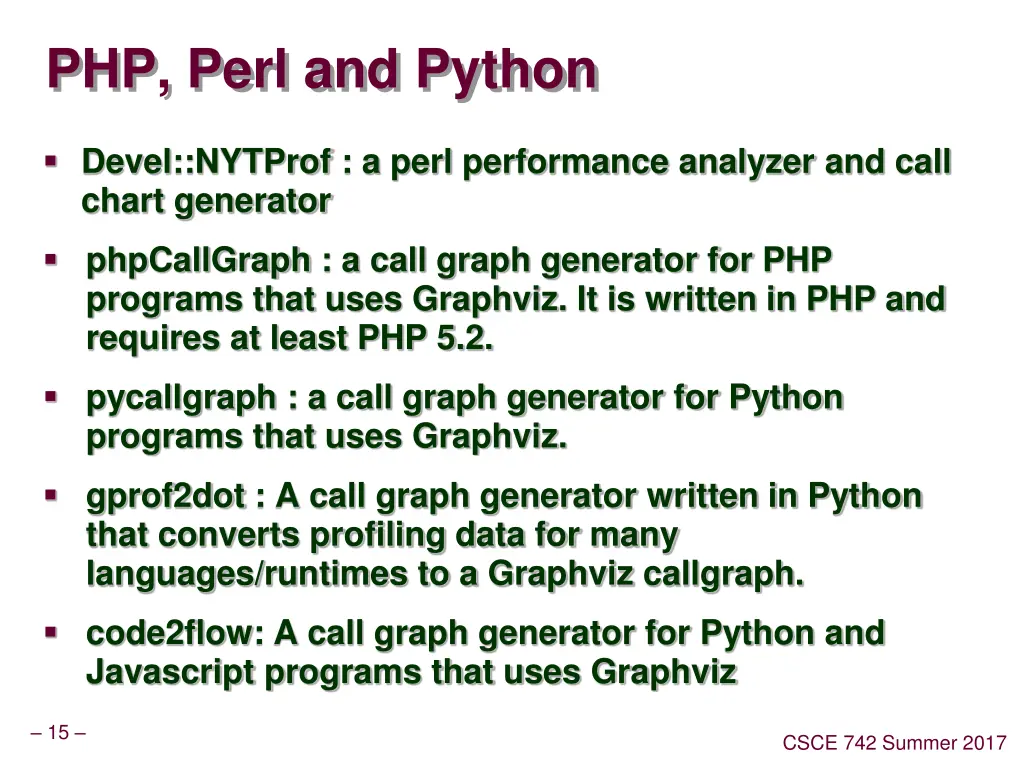 php perl and python