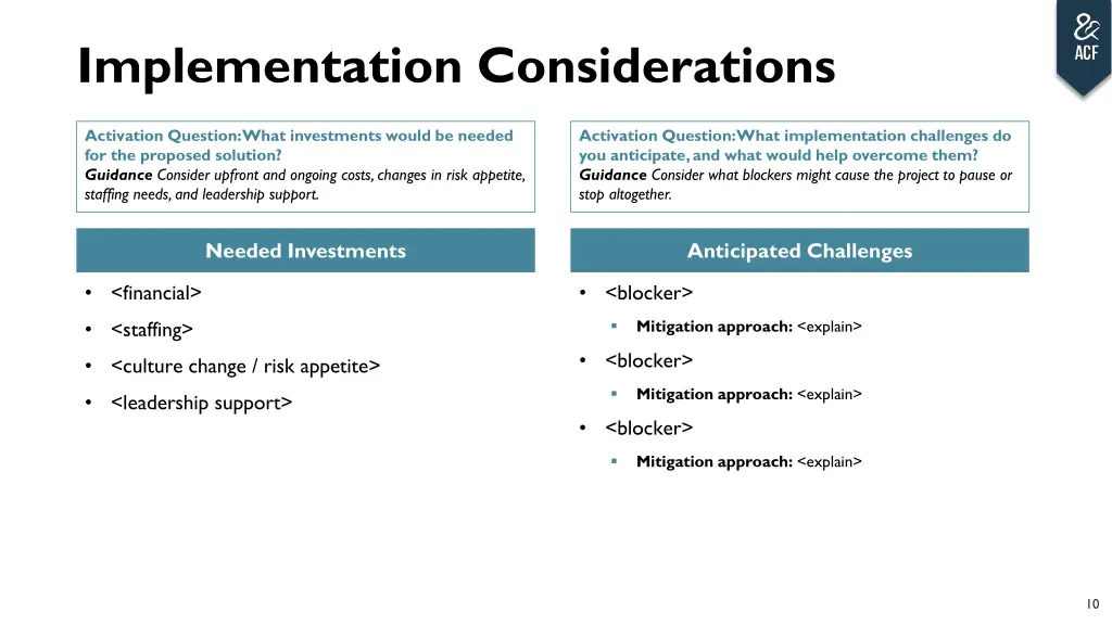 implementation considerations