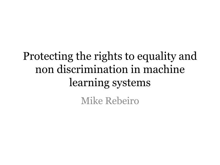 protecting the rights to equality