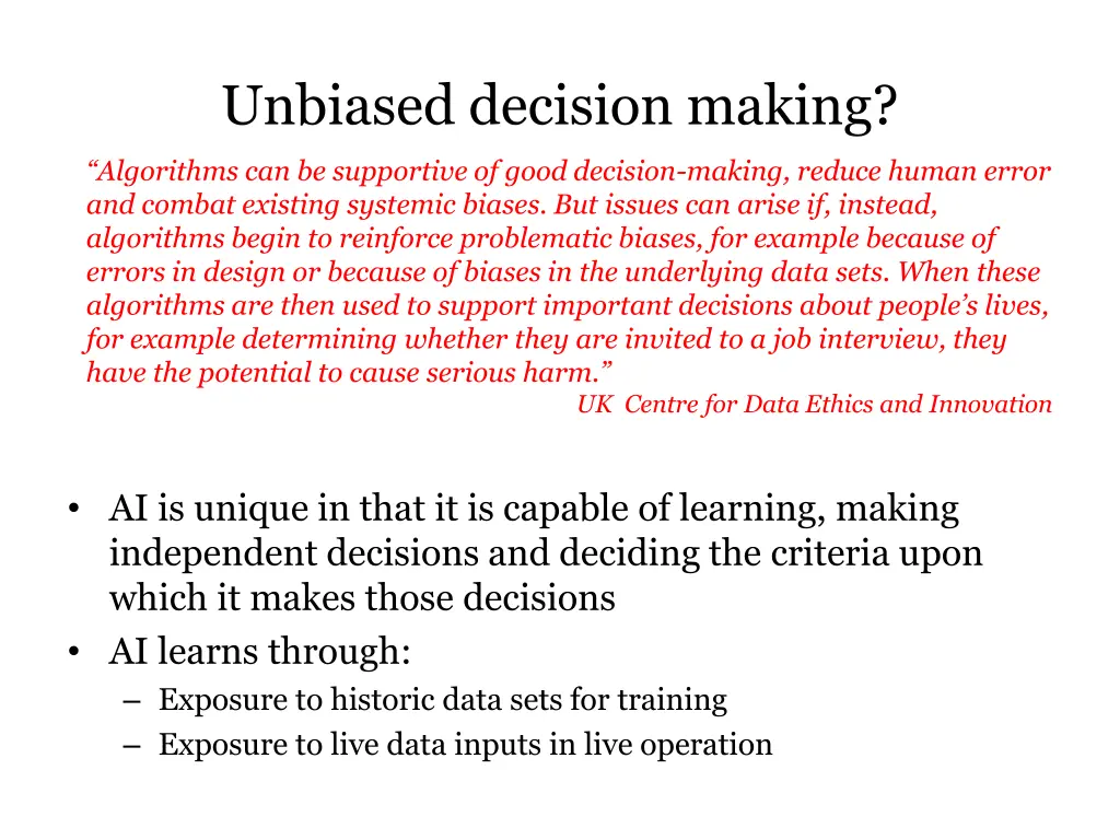 unbiased decision making