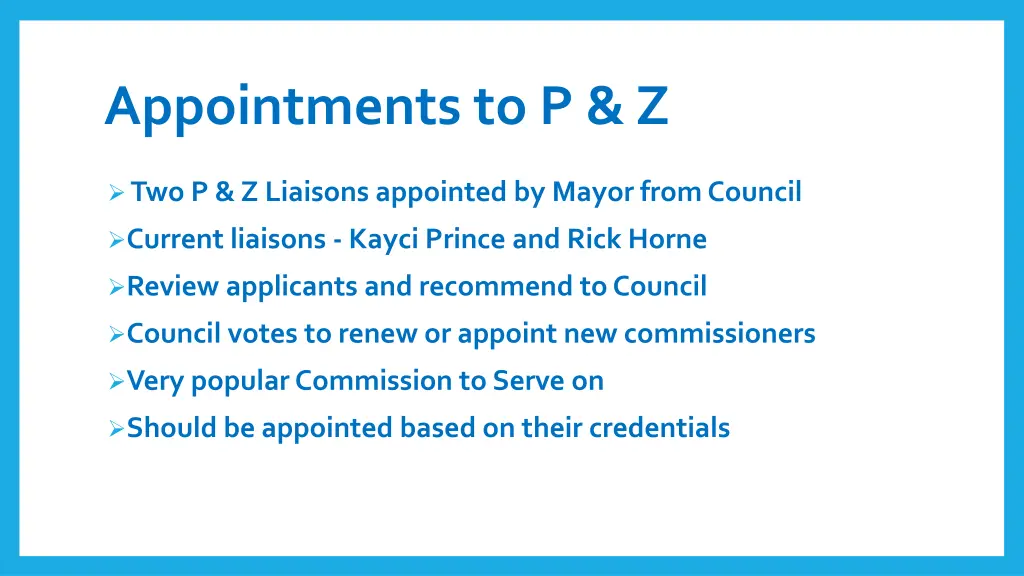 appointments to p z