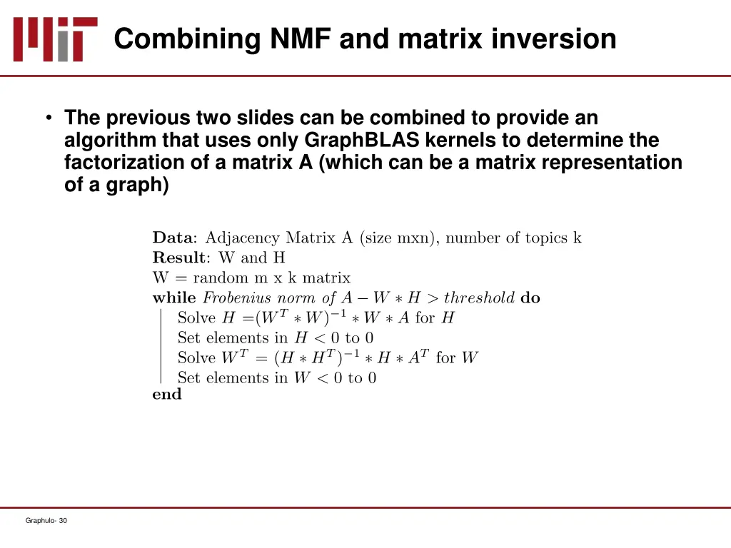 combining nmf and matrix inversion