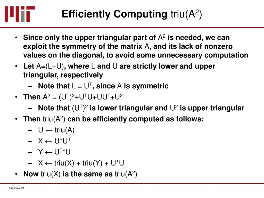 efficiently computing triu a 2