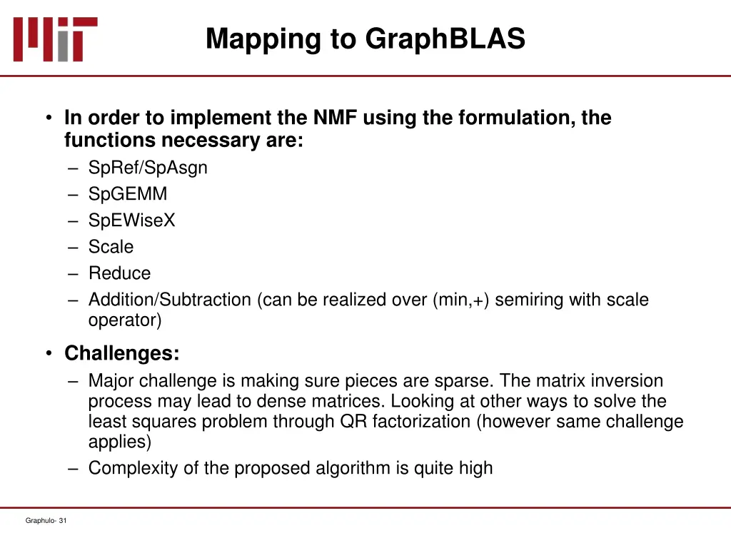 mapping to graphblas