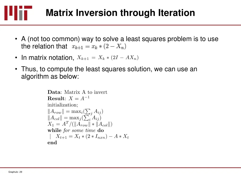 matrix inversion through iteration