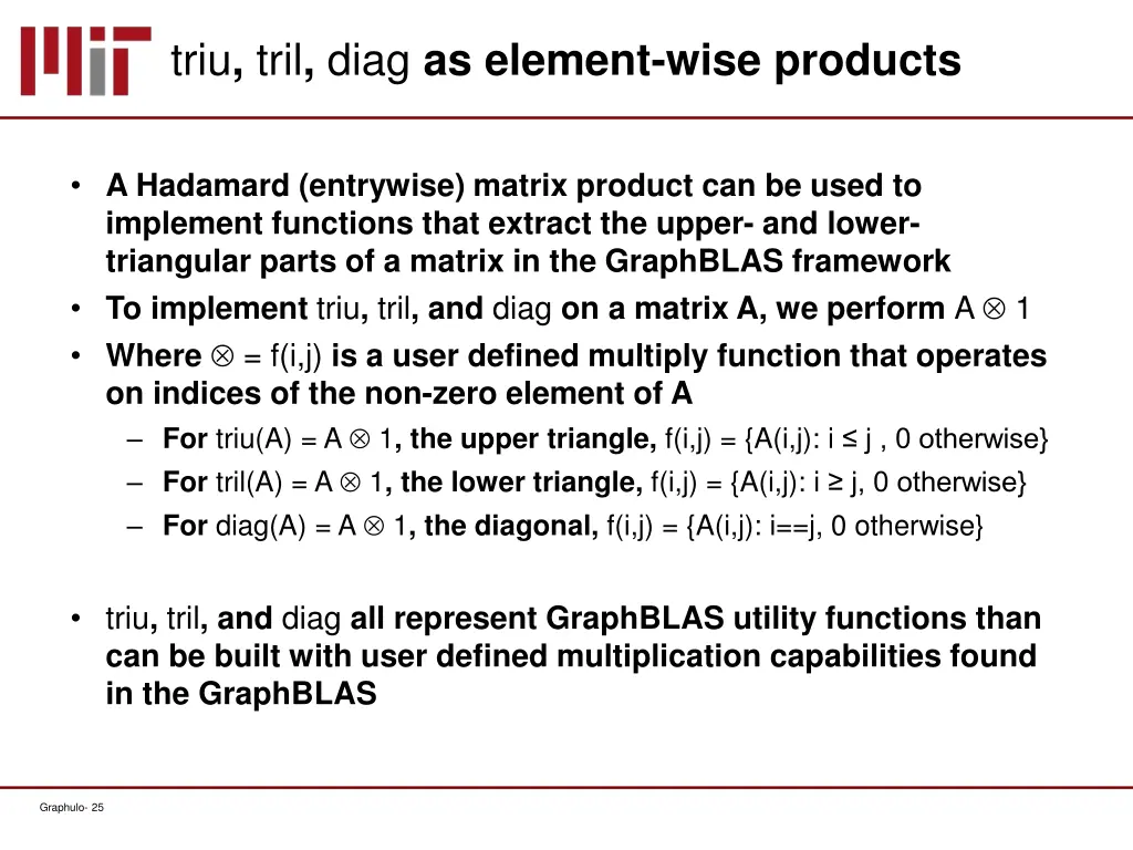 triu tril diag as element wise products