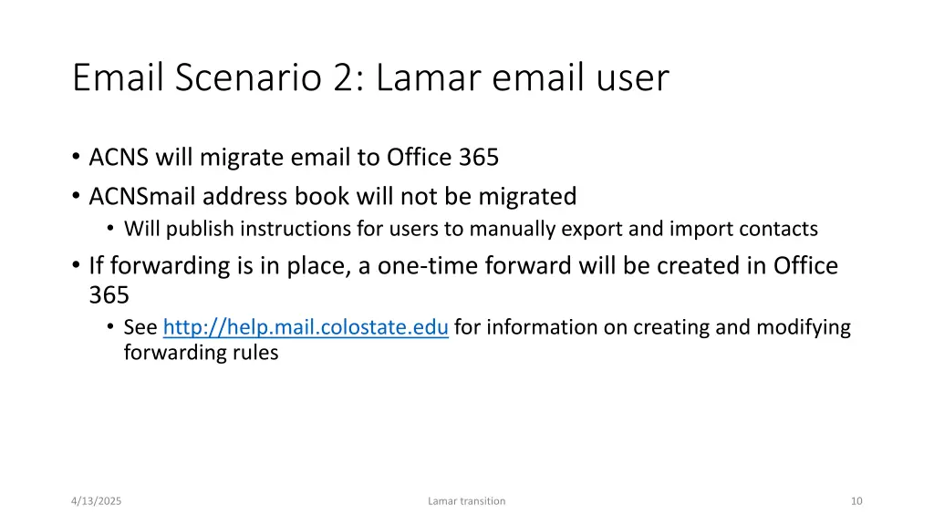 email scenario 2 lamar email user