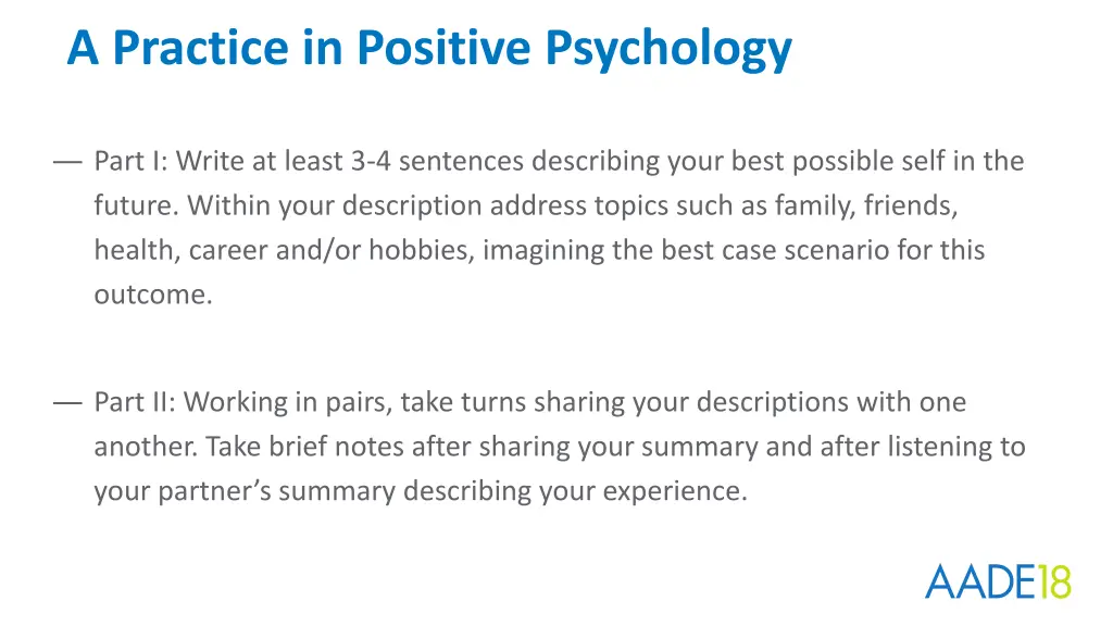 a practice in positive psychology