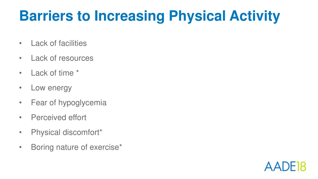 barriers to increasing physical activity