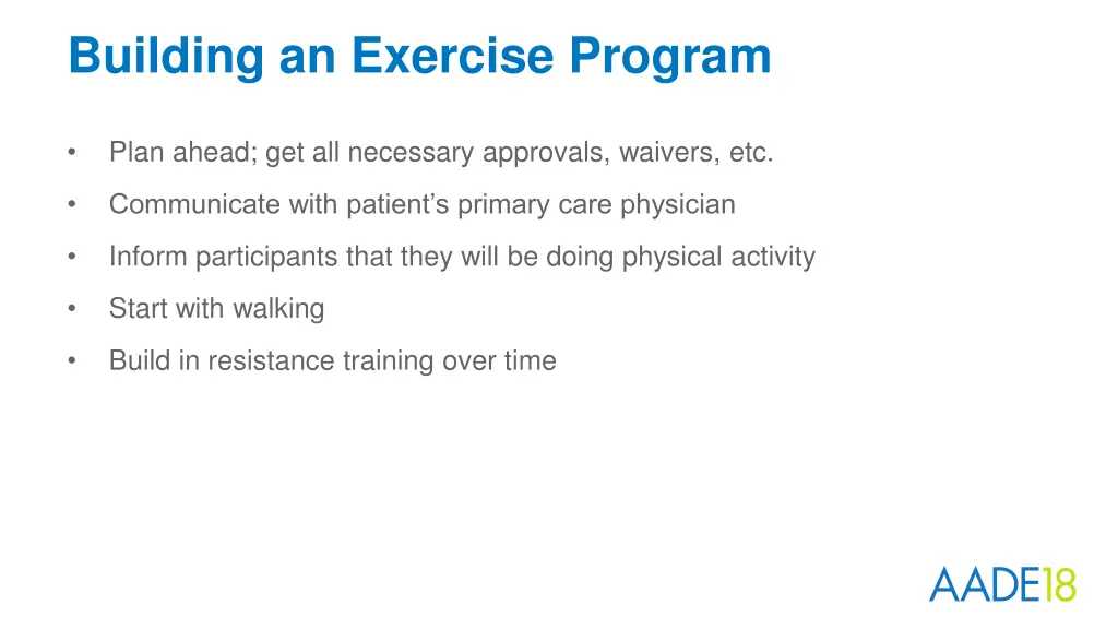 building an exercise program