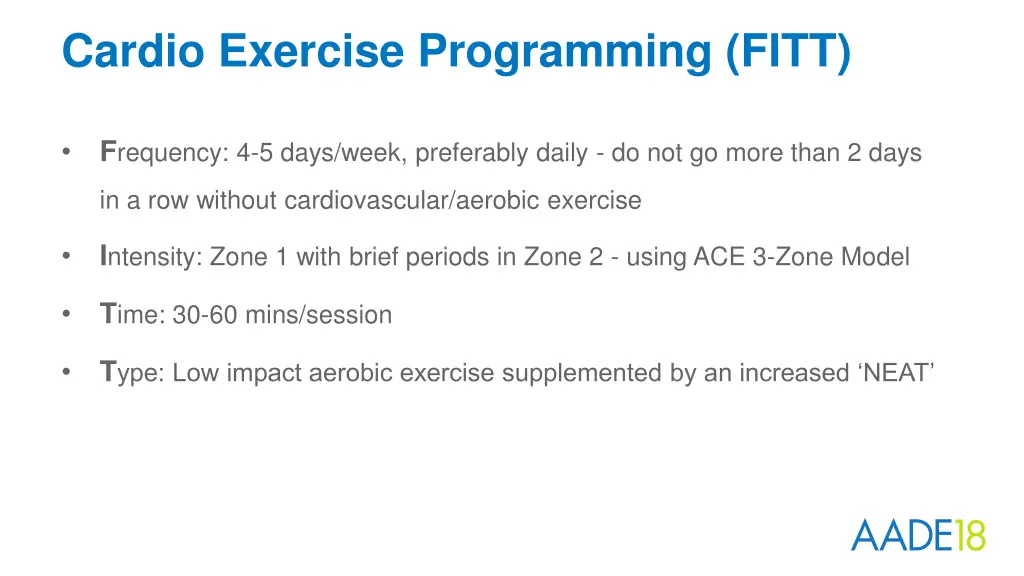 cardio exercise programming fitt