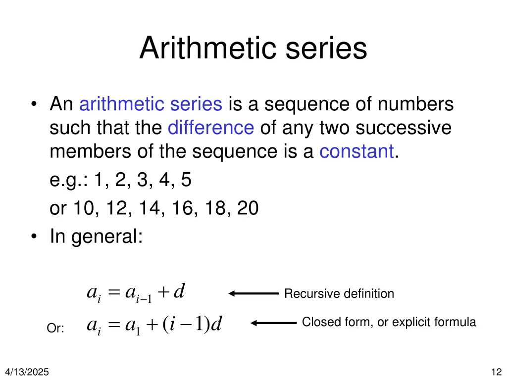 arithmetic series