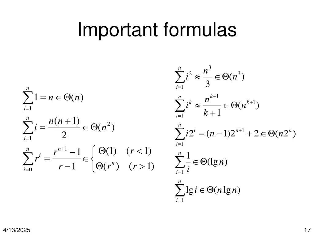 important formulas