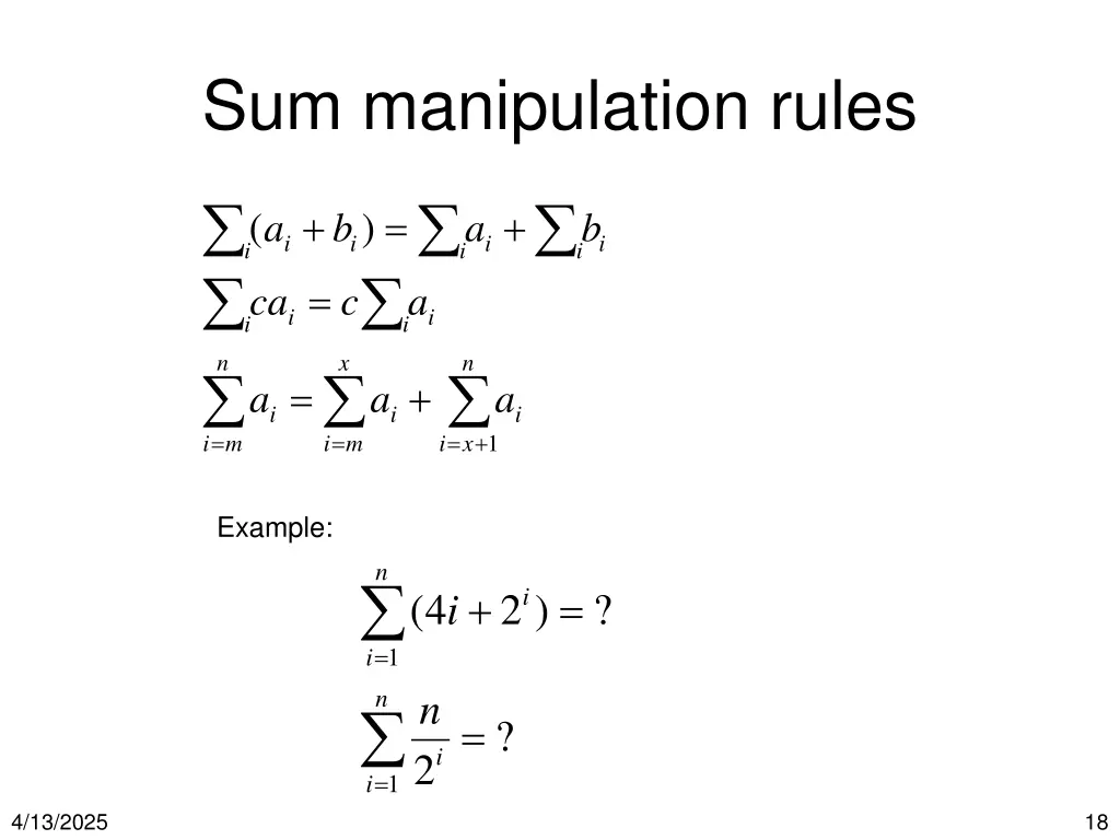 sum manipulation rules