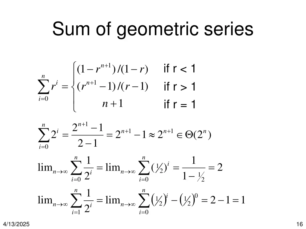sum of geometric series 1