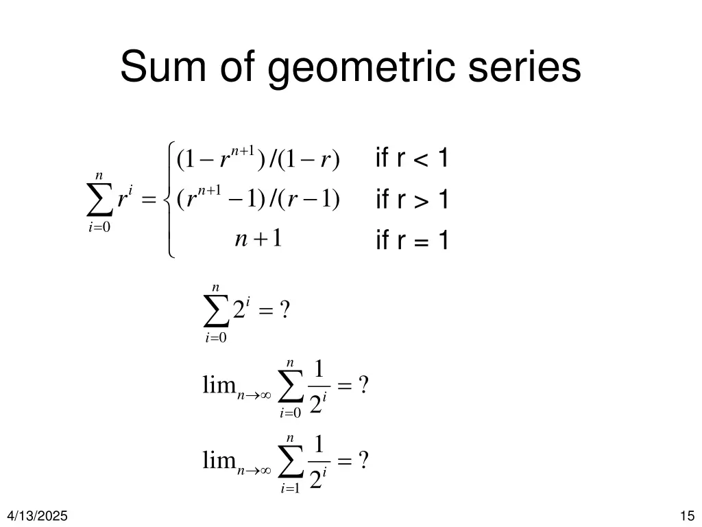sum of geometric series