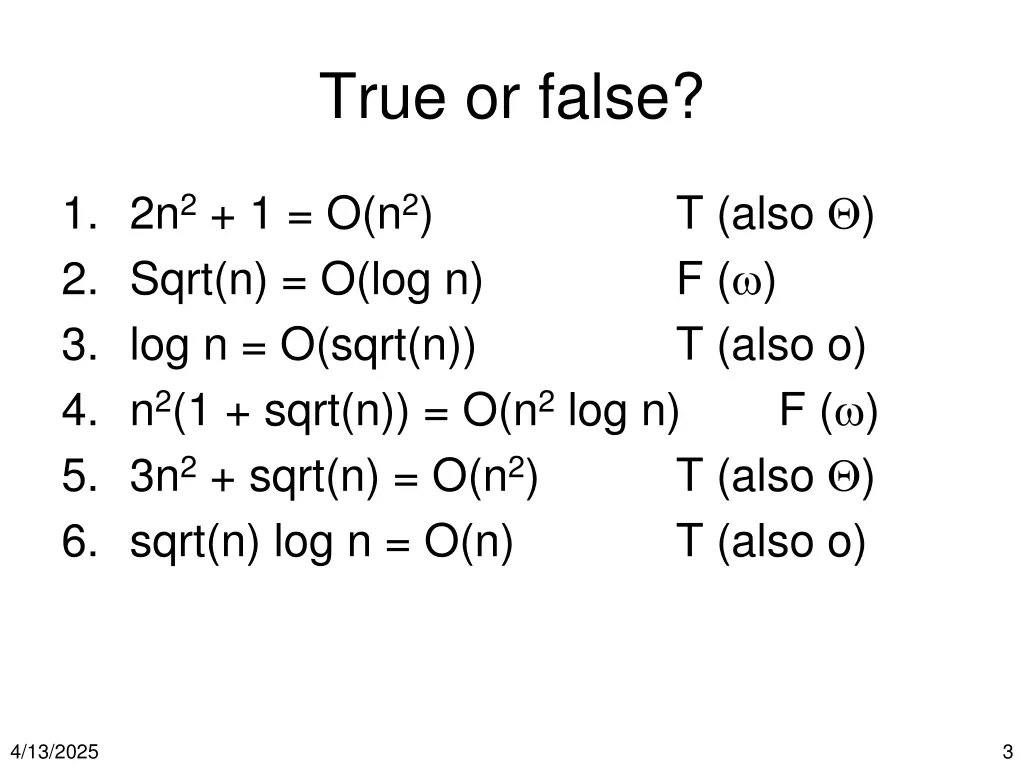 true or false 1
