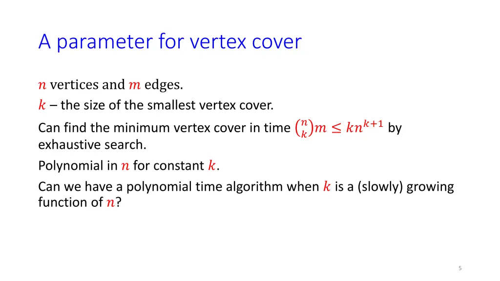 a parameter for vertex cover