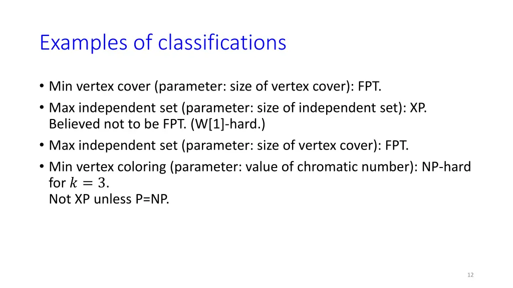 examples of classifications