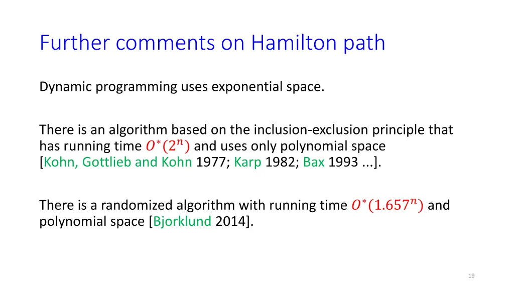 further comments on hamilton path