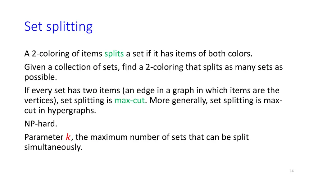 set splitting