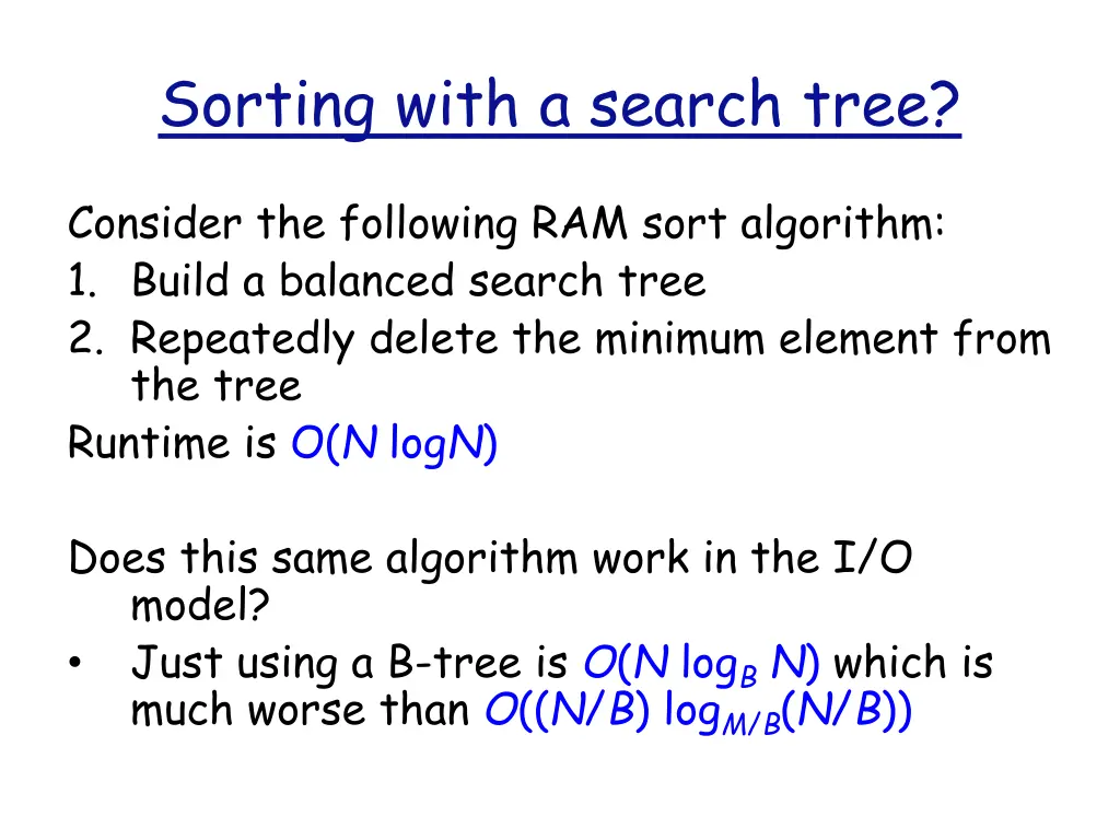 sorting with a search tree
