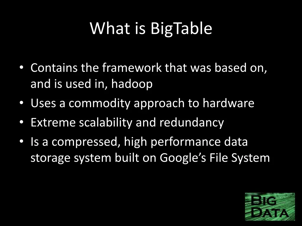 what is bigtable