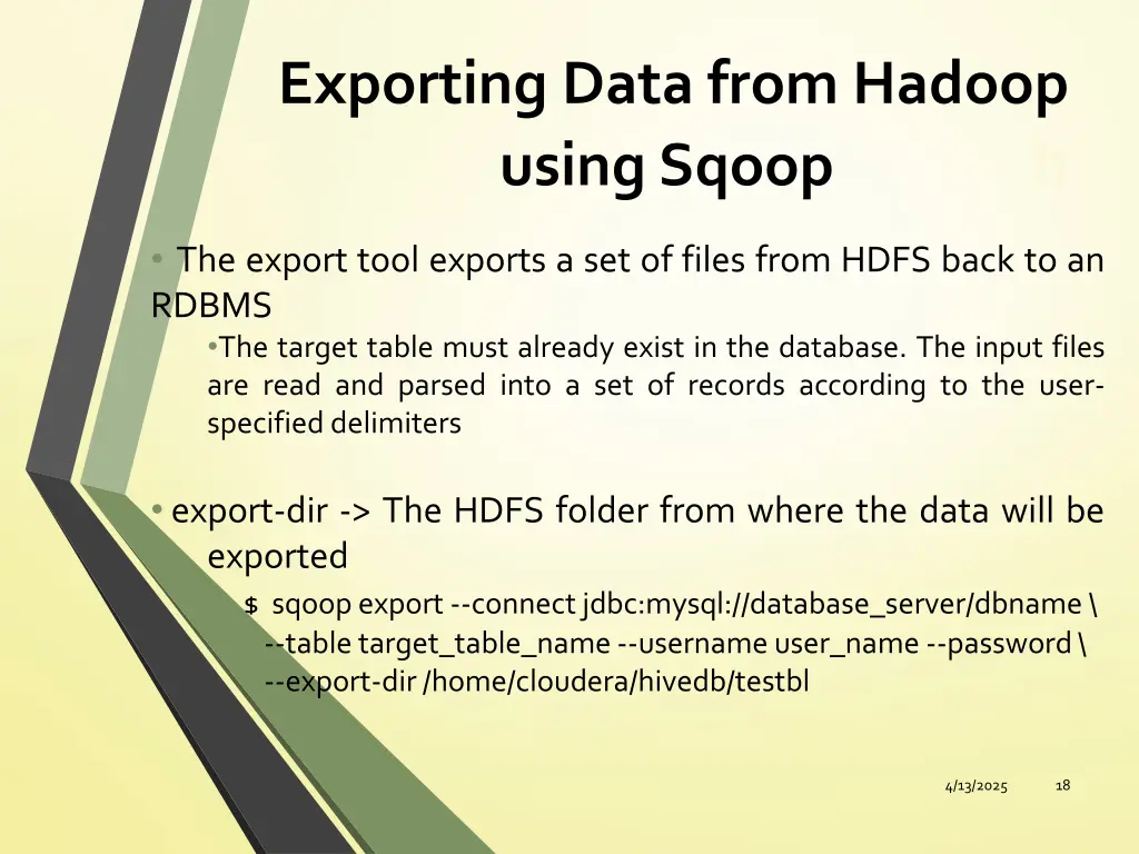 exporting data from hadoop using sqoop h