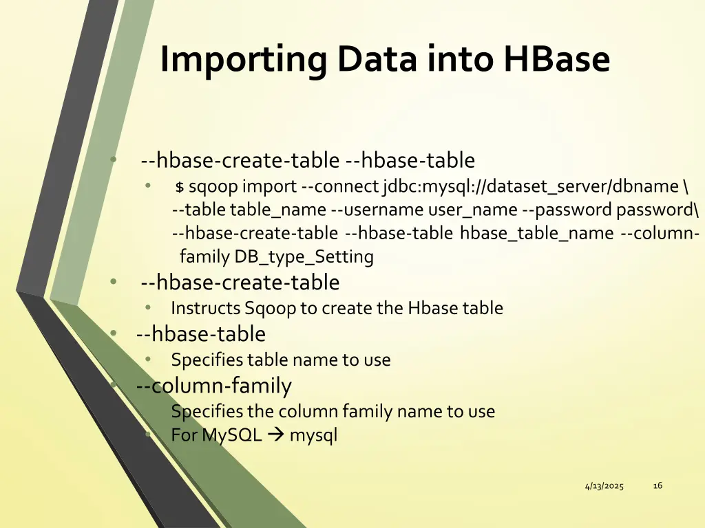 importing data into hbase 1