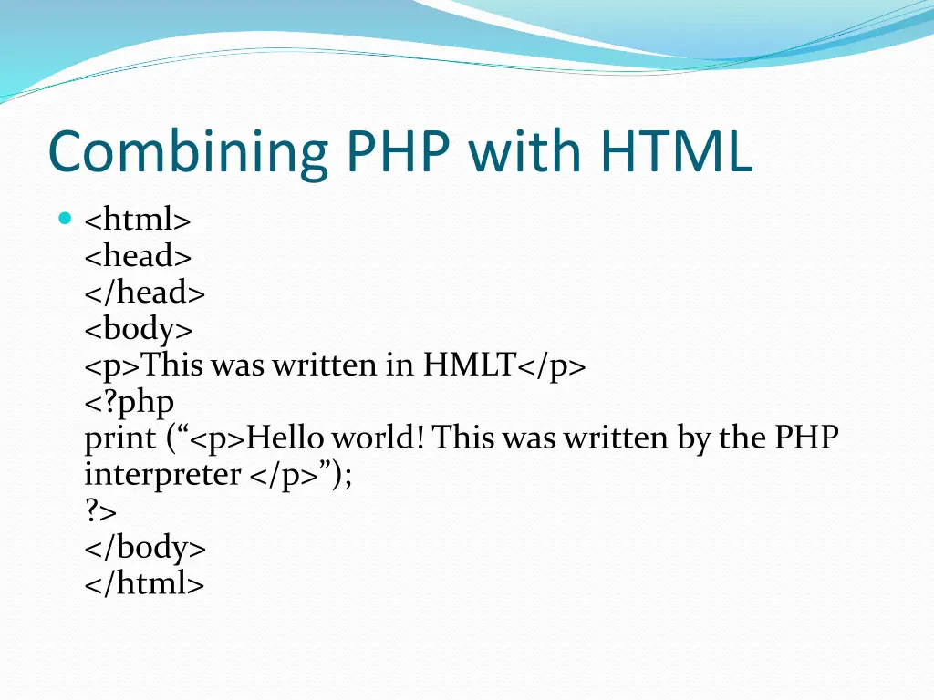 combining php with html html head head body