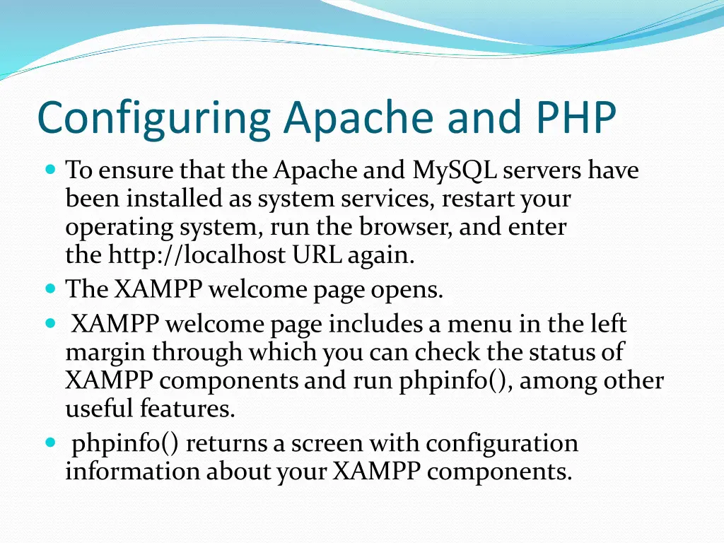 configuring apache and php to ensure that