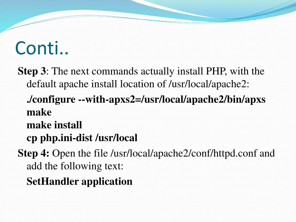 conti step 3 the next commands actually install
