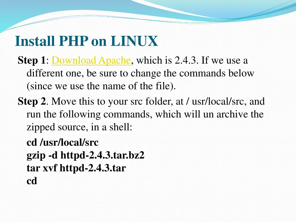 install php on linux step 1 download apache which
