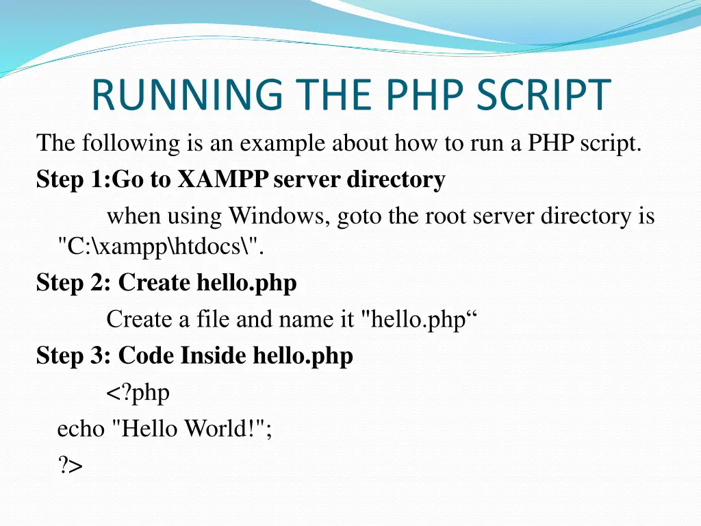 running the php script the following