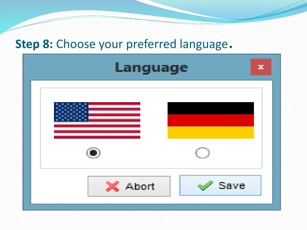 step 8 choose your preferred language
