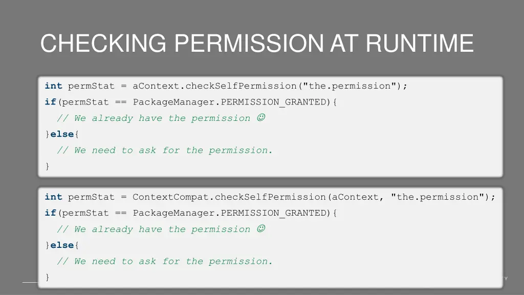 checking permission at runtime