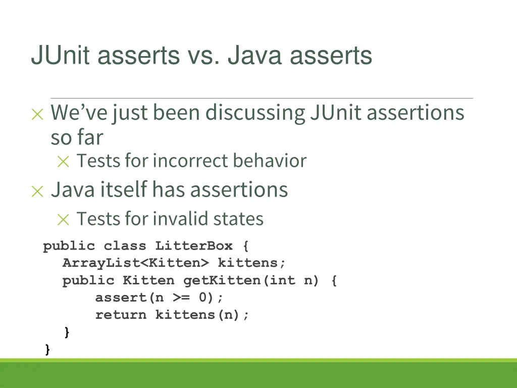 junit asserts vs java asserts