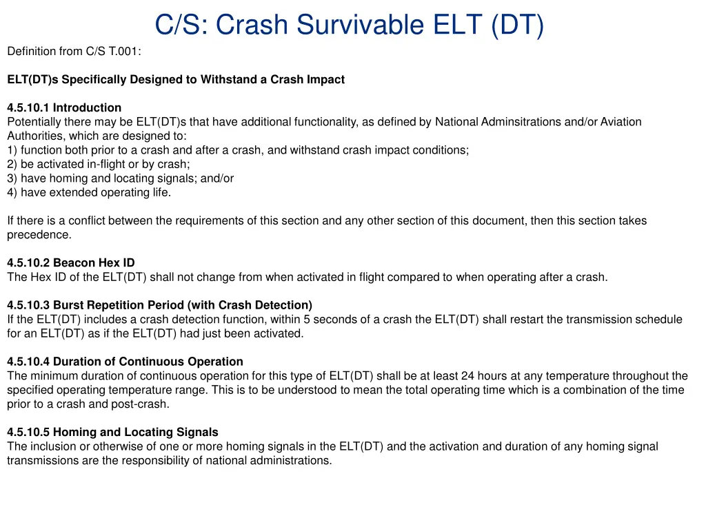 c s crash survivable elt dt