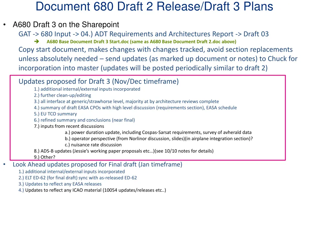 document 680 draft 2 release draft 3 plans