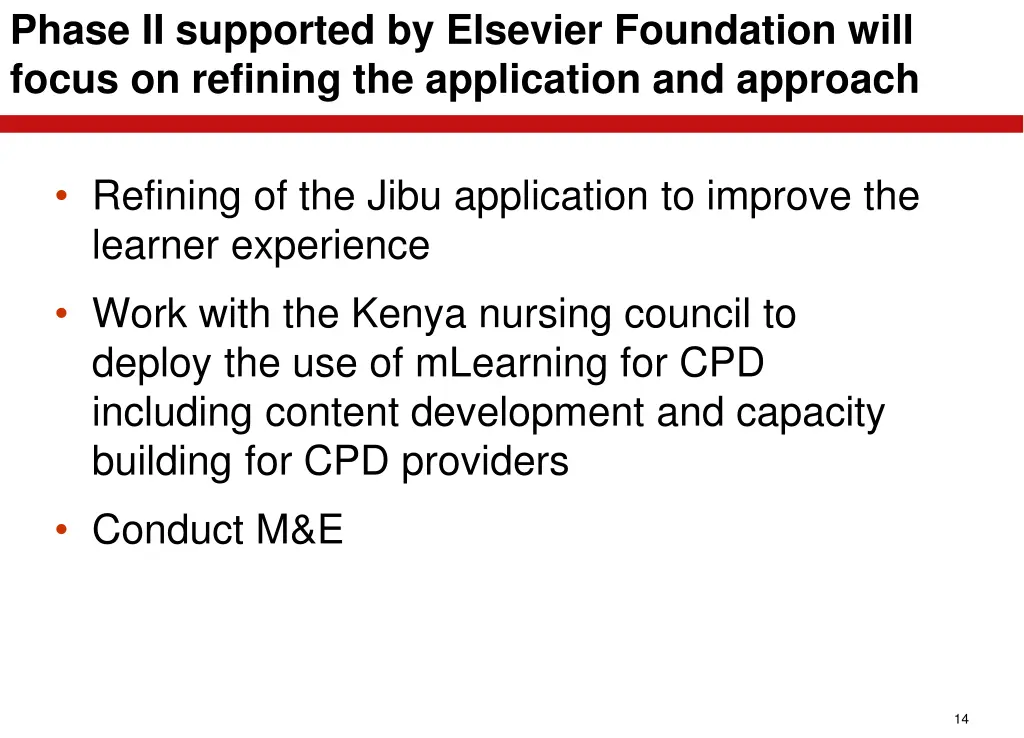 phase ii supported by elsevier foundation will