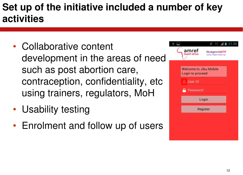 set up of the initiative included a number 1