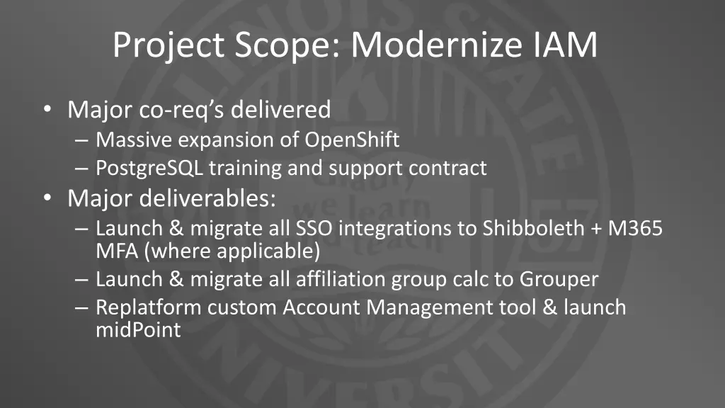 project scope modernize iam