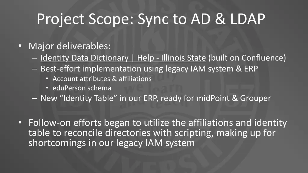 project scope sync to ad ldap